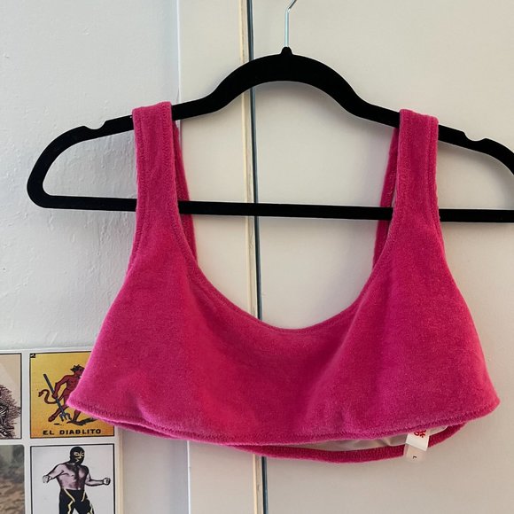 The Elle Top by Solid & Striped Pink Terrycloth sports bra size Large - Picture 5 of 5